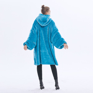 Manta con Capucha Personalizable de Lana de Cordero de Gran Tamaño, Diseño Sólido con Forro, Ropa Casual para el Hogar, Manta con Capucha Tipo Sudadera - Product Image 6