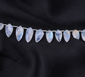 <b>Rainbow</b> Moonstone Loose Beads Smooth Faceted Drop Shape White Crystal Stones Third Party Appraised Rajasthan - Product Image 2