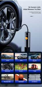Compresseur d'air portable 150 PSI pour pneus, avec écran LED, alimenté par batterie, pour voiture, SUV, moto, vélo et ballons - Product Image 2