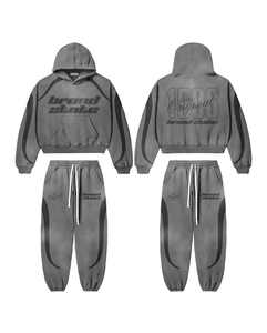 Pantalones de chándal holgados de gran tamaño personalizados en un lujoso lavado ácido, complementados con Sudadera con capucha y pantalones de chándal unisex - Product Image 3