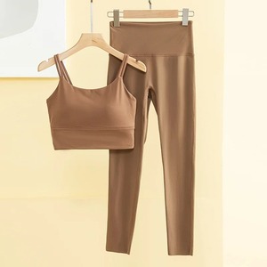 บอดี้สูทสปอร์ตบราและกางเกงโยคะฟิตเนส2ชิ้นสำหรับเล่นกีฬาและออกกำลังกายในยิมของผู้หญิง - Product Image 3