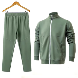 Conjunto deportivo de chándal verde de primera calidad para hombre, elegante chaqueta con cremallera y pantalones de Jogger con cintura elástica, perfecto para un estilo de vida activo - Product Image 1