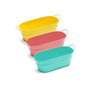 Jardinière de fleurs en métal fini multicolore avec poignées pour la maison Salon Jardin Jardinières ovales décoratives - Product Image 1