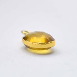 Faceted Oval <b>Citrine</b> Gemstone Charm Gold Electroplated Single Bail <b>Pendant</b> (8x10mm) Jewelry - Product Image 3