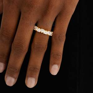 Délicat et polyvalent 925 argent Sterling coeur éternité bague plein diamant Moissanite 18k plaqué or femmes bague cadeau bijoux - Product Image 1