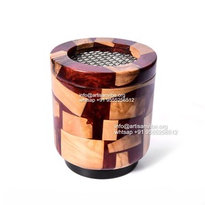 Round Handmade Wooden Mubkhar Bakhoor Burner Ramadan Special Islamic <b>Incense</b> <b>Holder</b> for Religious Use - Product Image 2