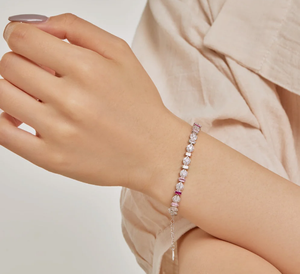 Bracelet tennis rond coloré et radieux, bracelet quotidien, argent sterling 925, bracelet de luxe avec diamant - Product Image 2