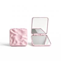 Miroir compact carré à texture ondulée 3D, pliable, double face, miroir de maquillage de poche, miroir cosmétique portable de voyage, logo personnalisé
