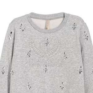 Sweat-shirt tricoté scintillant pour femme, style streetwear, avec strass sur le devant, logo et couleur personnalisables, pull d'hiver - Product Image 4