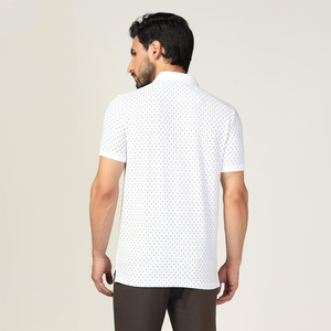 Camisas de Hombre Hechas a Medida al por Mayor, de Poliéster/Algodón, Corte Ajustado, Manga Corta, Blancas, con Estampado Personalizado, Último Modelo de Punto - Product Image 3