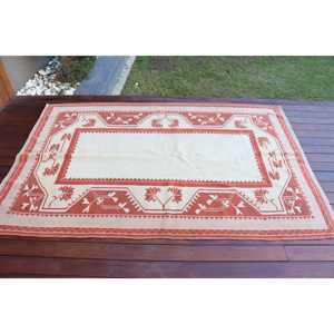 Tapis turc, tapis vintage 4,4x6,7 pieds, tapis persan en laine blanc et rouge - Product Image 3
