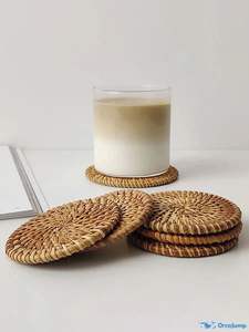 Dessous de verre en rotin naturel écologique pour la décoration de la maison et du bureau Dessous de verre décoratifs faits à la main pour la protection des boissons chaudes et froides - Product Image 4