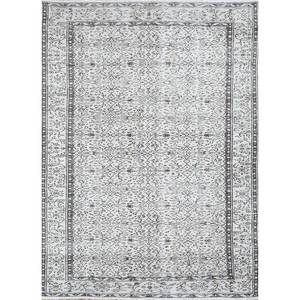 Tapis en laine noués à la main gris et noir vintage, nouveau tapis en laine fait main pour la maison, pour le salon, le couloir, rectangulaire, motif médaillon abstrait - Product Image 1