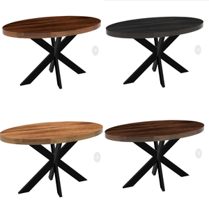 โต๊ะรับประทานอาหารไม้มะม่วงทรงวงรี |   การออกแบบอุตสาหกรรมแบบสแกนดิเนเวียน |   ขาเหล็กสีดำ เฟอร์นิเจอร์ไม้เนื้อแข็งสุดหรู งานแฮนด์เมดจาก Akku Arts - Product Image 4