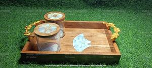 Ensemble cadeau exclusif Ramadan Moubarak, contenants de stockage alimentaire en acrylique de haute qualité, plateau de service en bois, 150 ml, classique - Product Image 5