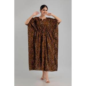Dark Green Maxi Kaftan Dress with Ruffles and Tassels-XS to XL - Product Image 3