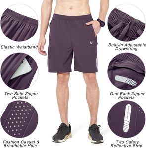 Lot de 3 shorts de sport ultra performants personnalisés pour hommes 100% coton, short de sport d'entraînement décontracté teint en couleur unie, écologique. - Product Image 2