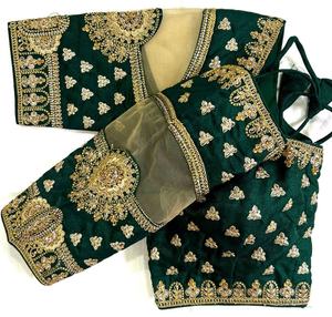 Blusa de seda Chennai moderna con patrón frontal abierto Trabajo hecho a mano pesado Hermosa Orangenza Manga cortada Codificación de hilo Estilo de verano - Product Image 5