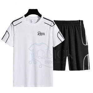 Ensembles de t-shirts et de shorts deux pièces pour hommes d'été avec logo personnalisé les plus vendus tissu léger respirant au genou en stock - Product Image 1