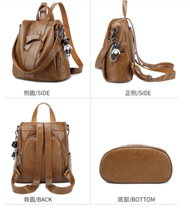 Genuine Leather Women <b>Backpack</b> With Bow Design Detachable Shoulder <b>Straps</b> Softback Multi Function Daily Use - Product Image 5