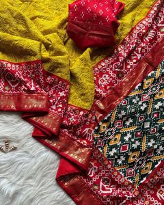 ผ้าส่าหรีผ้าไหมสำหรับสตรีปักลาย lucknowi chikankari สำหรับงานเลี้ยงและงานแต่งงาน - Product Image 5
