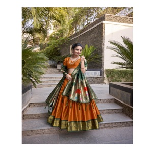 Haute qualité Jacquard soie Paithani Lehenga 3.8m Flair fermeture éclair traditionnel cousu à la main Zari tissage Micro coton pour la fête - Product Image 2