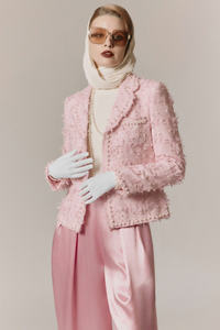 Elara High Quality <b>Women's</b> Elegant <b>Tweed</b> <b>Jacket</b> for Fall Winter ODM Services with Pearl Decoration Best Choice From Vietnam - Product Image 3