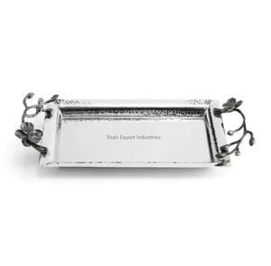 Plateau de service rectangulaire en métal à la demande avec poignée en or pour les fournitures d'hôtel et de restaurant plateaux de service alimentaire - Product Image 3