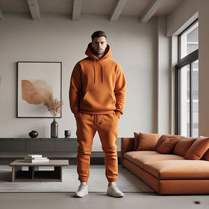 Conjunto de Dos Piezas de Sudadera con Capucha y Pantalones Deportivos para Hombre, Transpirable, Ecológico, de Felpa Gruesa, Estilo Urbano - Product Image 4