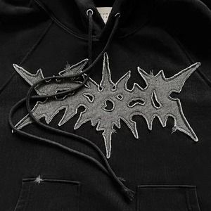 Sudadera con capucha desgastada con lavado ácido 100% algodón con cremallera completa estilo callejero sudaderas con capucha recortadas con parche bordado apropiado para invierno - Product Image 3