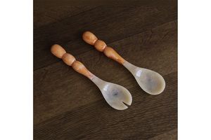 Juego de Cubiertos para Ensalada de Resina Premium, Cuchara y Tenedor, Vajilla para el Hogar, Decorativa, Hecha a Mano, Moderna, Apta para Lavavajillas, Ecológica - Product Image 2