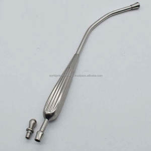 Canule d'aspiration Yankauer en acier inoxydable, instrument chirurgical d'aspiration réutilisable, embout médical Yankauer, kit hospitalier, manuel CE - Product Image 4