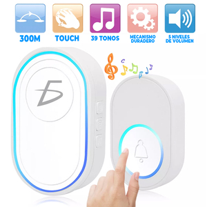 Campanello Digitale Wireless con 39 Suoni e 5 Livelli di Volume, Pulsante Touch Impermeabile, Luce RGB, Alimentato a Batteria per Appartamenti - Product Image 2