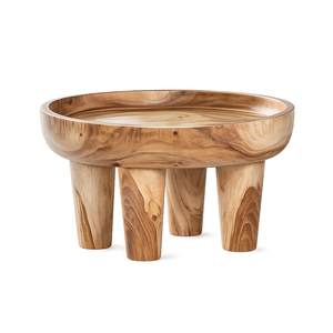 Curved Edge Organic <b>Solid</b> Suar <b>Wood</b> Coffee Table Natural Finish Modern Premium Thick Living Room Home Furniture - Product Image 1