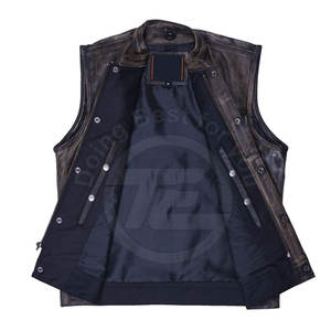 Gilet en cuir pour hommes de haute qualité vêtements d'extérieur de mode décontractée pour l'hiver respirant avec décoration de bouton - Product Image 4