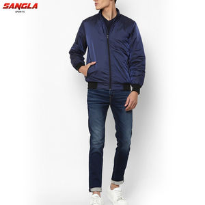 แจ็กเก็ตบอมเบอร์ผ้าโพลีเอสเตอร์ซาตินแขนยาวสำหรับผู้ชายเสื้อแจ็กเก็ตออกแบบโลโก้ได้ตามต้องการ - Product Image 5