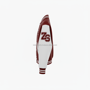 Chaqueta universitaria de alta calidad 330 GSM cuerpo de lana mangas de algodón Color blanco granate logotipo personalizado chaqueta universitaria para hombre - Product Image 5