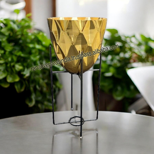 Maceta decorativa moderna de metal, gran oferta, maceta para interior y exterior con soporte, patrón de cubo de miel, macetas y macetas - Product Image 4