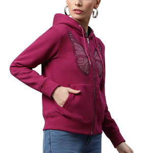 Femmes à manches longues pull à capuche poche cordon imprimé haut court pour automne Streetwear hiver haut à capuche fermeture éclair hauts - Product Image 3