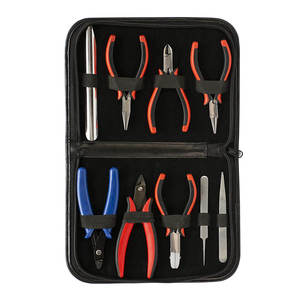 Top Trending 9pcs <b>Beading</b> Tool <b>Kit</b> with Rubber Handle Pliers, Tweezers, Cutter and Leather Safe Pouch for Jewelry Making - Product Image 1