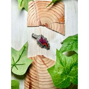 Pendentif Navajo fait main avec coquille d'huître épineuse violette sertie dans un cadre en argent sterling, technologie d'incrustation unique. - Product Image 3