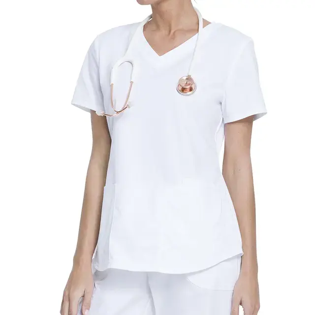 Top Sample Poliéster Algodón Uniforme médico Mujeres y hombres Scrubs Set Medical Scrubs Top y pantalones