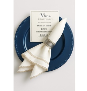 Ensemble de sous-assiettes décoratives bleues à perles en gros, sous-assiettes de luxe pour la mise en place de tables de banquet de mariage, décoration de fête - Product Image 1