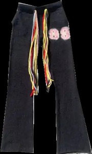Haute qualité hommes décontracté Street Wear coton Mohair Flare pantalons de survêtement léger imprimé motif droit plat avant cordon de serrage - Product Image 6