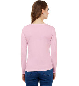 เสื้อยืดแขนยาวคอตตอนแขนยาวสำหรับผู้หญิงเสื้อยืดคอกลมลำลองสไตล์ดิจิตอล - Product Image 6