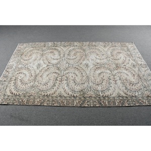 Turkish Rug, 4.5x7.2 ft Vintage Rug, <b>Brown</b> Persian <b>Wool</b> Rug - Product Image 3