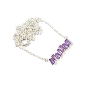 Collier en argent fait à la main style Boho bijoux en argent sterling 925 améthyste pierres précieuses collier tendance bijoux pour femmes cadeau elle - Product Image 2