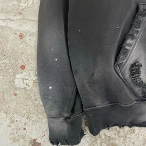 Fait sur mesure 100% coton pull à capuche surdimensionné Vintage en détresse lavage à l'acide hommes sweats à capuche soleil délavé lavage sweats à capuche pour hommes - Product Image 5