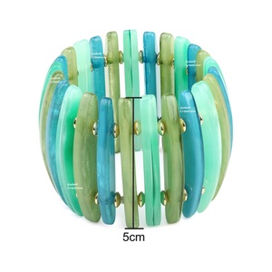 กำไลลูกปัดเรซินรูทมือโค้งรูปตัวดี3โทนสีเขียวกำไลข้อมือแบบยืดกว้างพร้อมสลักทองเหลืองใหม่2025หรูหรา - Product Image 1