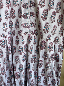 Casual Indian Cotton <b>Dress</b> Hand Block Printed Maxi <b>Tunics</b> with Floral Embroidered Decals Handcrafted Long Gown Floral Embroidery - Product Image 5